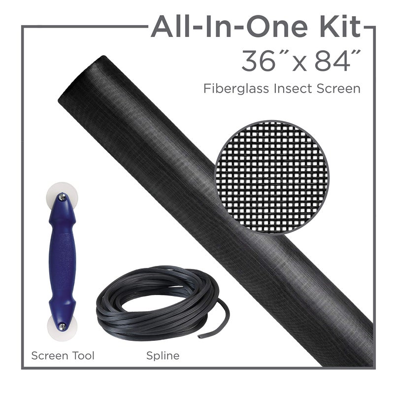 ADFORS Saint-Gobain ADFORS Charcoal Screen Repair Kit, 36 inches x 84 inches - Includes Spline & Spline Tool - DIY Window & Door Mesh Repair, Durable, Charcoal-Colored. - Image 5